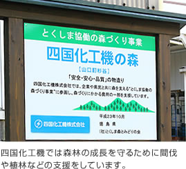 四国化工機では森林の成長を守るために間伐や植林などの支援をしています。