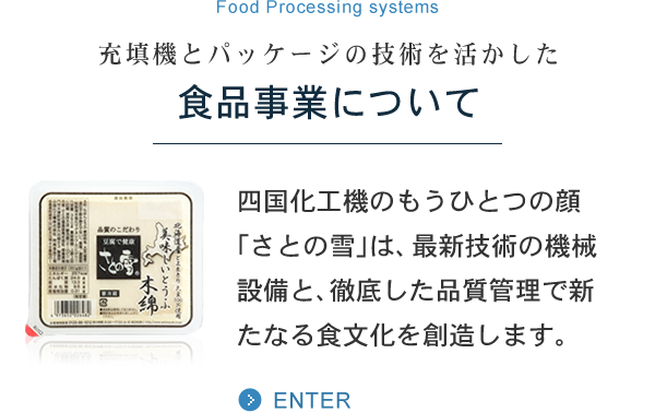 充填包装機 食品用パッケージ 大豆加工食品 四国化工機株式会社は ものづくり の枠を超え 食文化を ソリューション しています